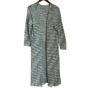 Soft Surroundings Open Front Cardigan Longline Open Knit Lightweight Metallic